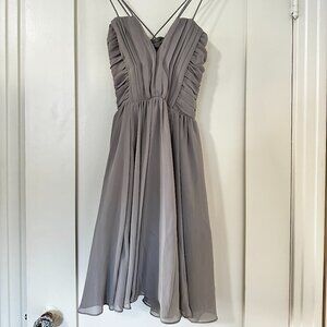 H&M Grey Strappy Pleated Flare Mini Dress
